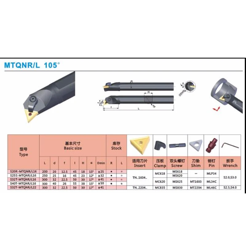 S20R MTQNR16/S20R MTQNL16/S25S MTQNR16/S25S MTQNL16/S32T MTQNR16/S32T MTQNL16 Держатель токарный инструмент с