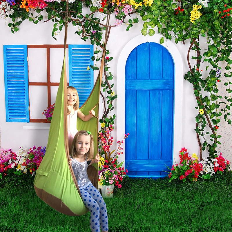 Children Hammock Inflatable Cushion Portable Health Cotton Garden Furniture Swing Chair Indoor Outdoor Green Child Seat | Мебель