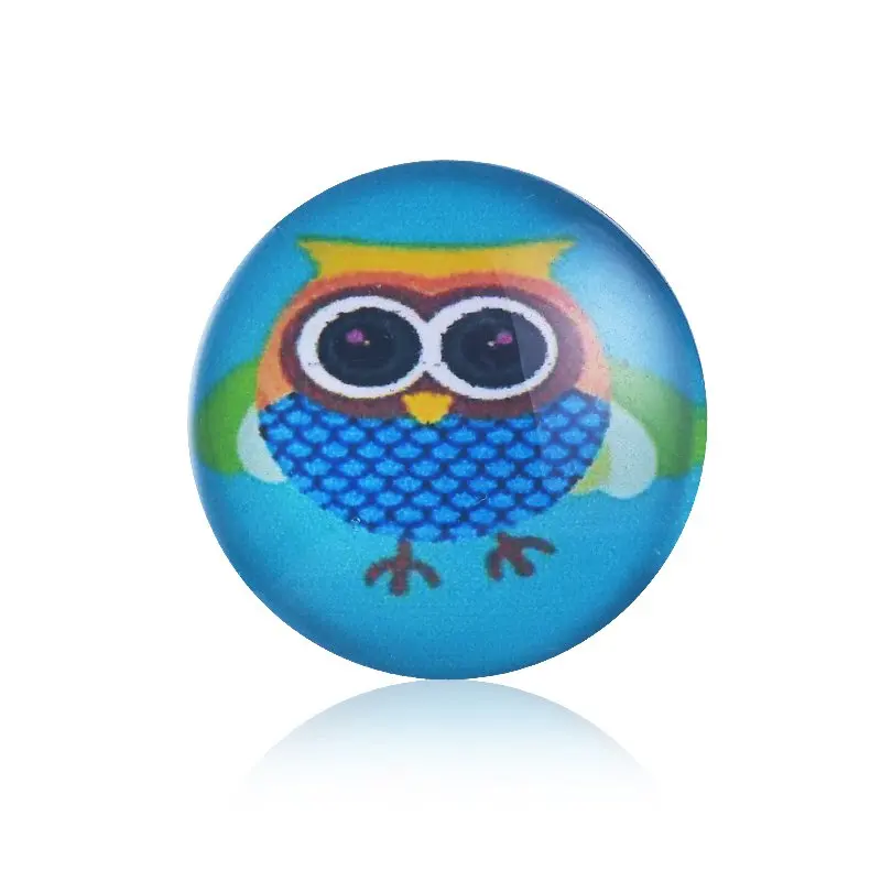 Милые Совы Птицы кнопки случайные цвета 10 шт./лот новые круглые стеклянные 18 мм