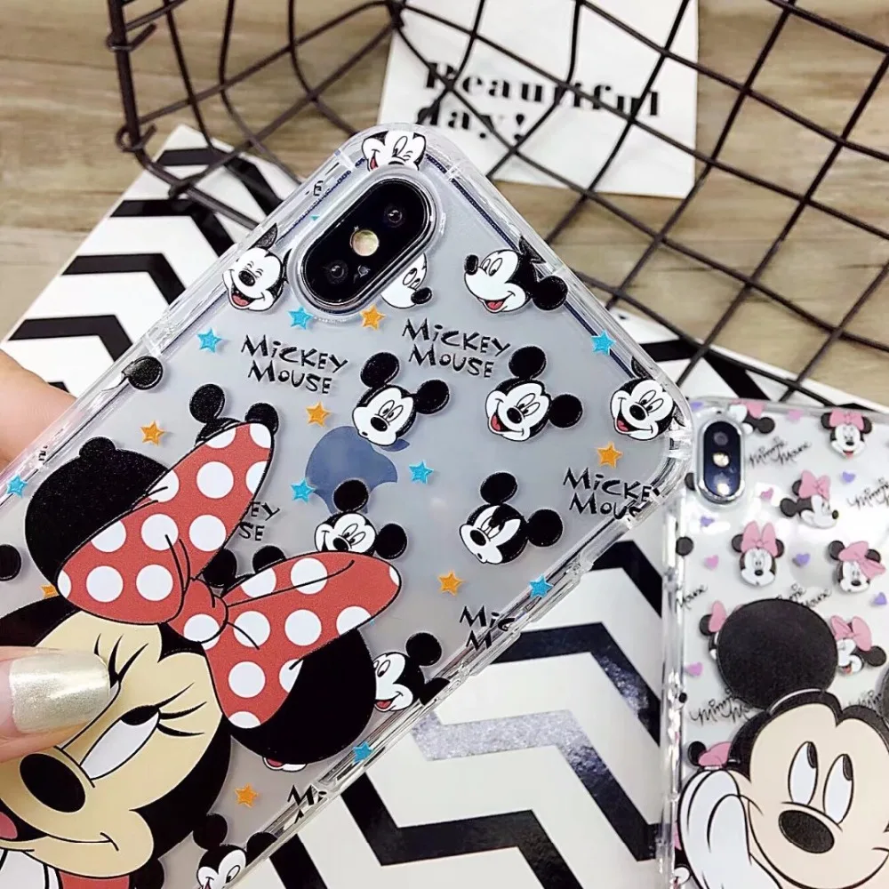 FGHGF 2018 Newest Cute Cartoon Minnie Mickey Mouse Soft Clear Case Cover for IPhone 7 6 8 Plus Rubber Silicone |
