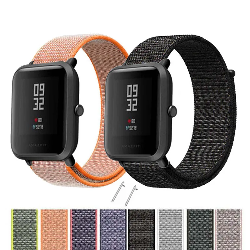 SIKAI 22 мм 20 нейлоновый ремешок для Xiaomi Amazfit Bip Pace на запястье липучке Смарт часы