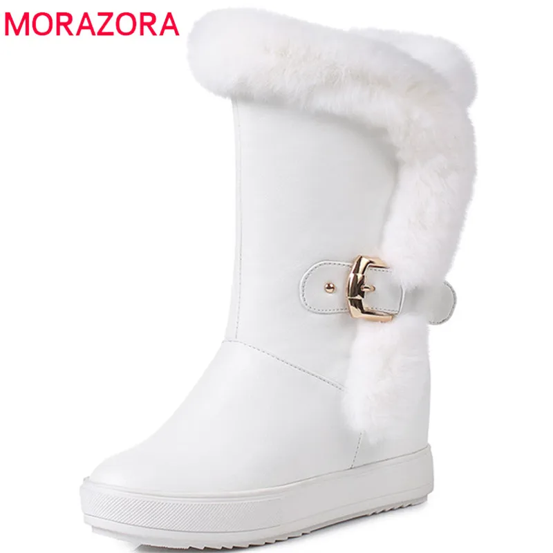 MORAZORA Новое поступление 2019 года зимние сапоги женские теплые с круглым носком и