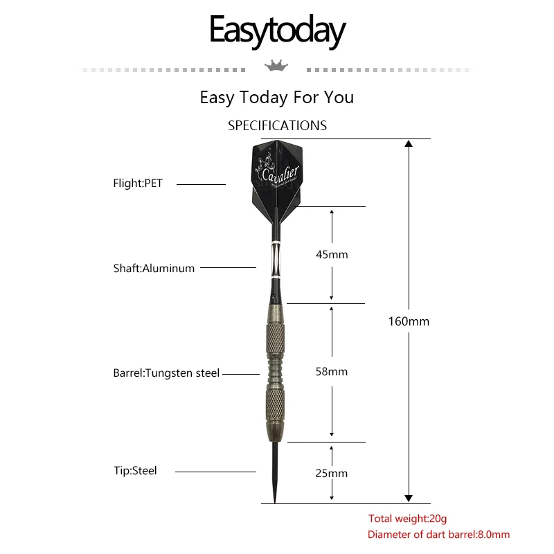 Easytoday 3 шт./компл. высокояркие металлические вольфрамовые дротики с металлическим