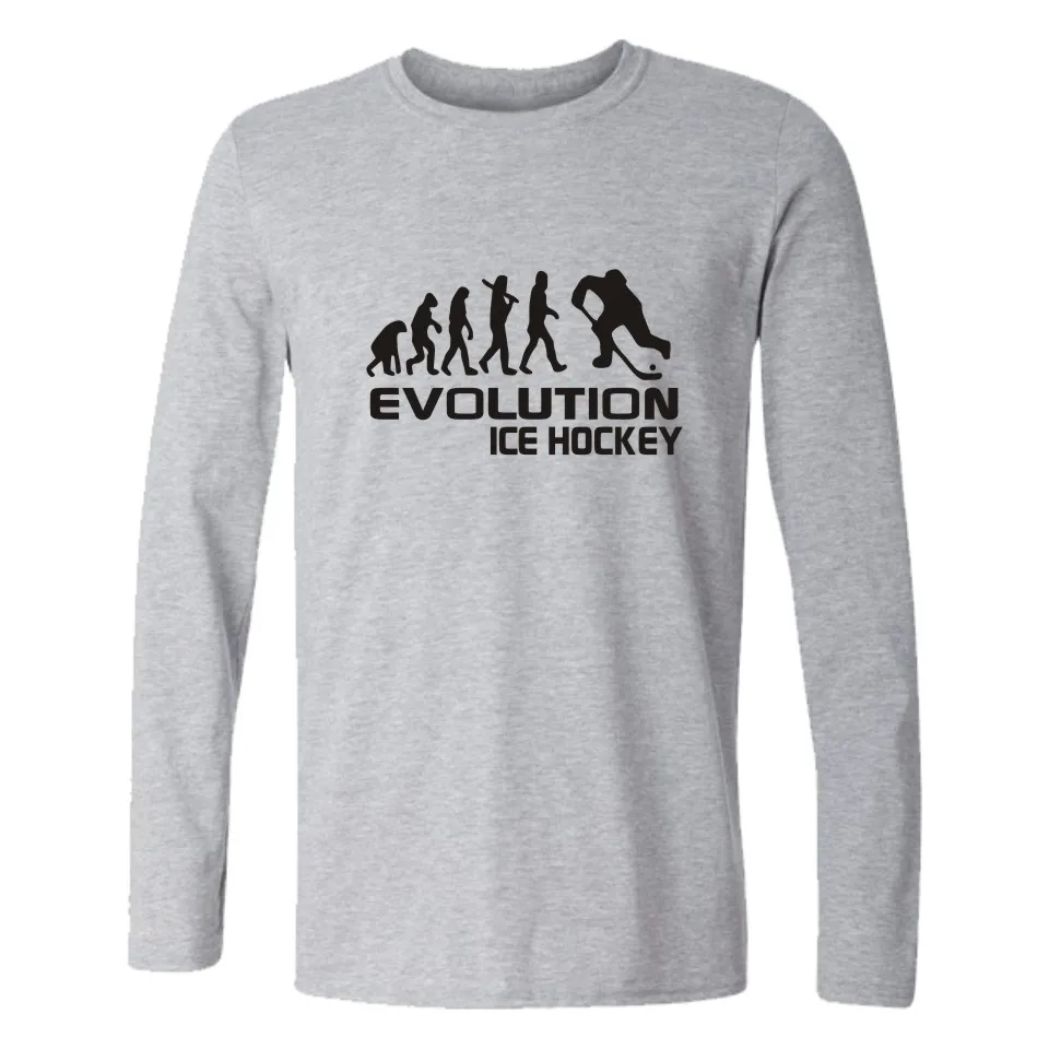 Мужская футболка с длинным рукавом Evolution Of Ice Hockeyer базовая на весну и осень