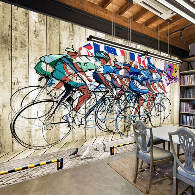 Фотообои 3D обои для занятий велоспортом тренажерного зала стильный фон