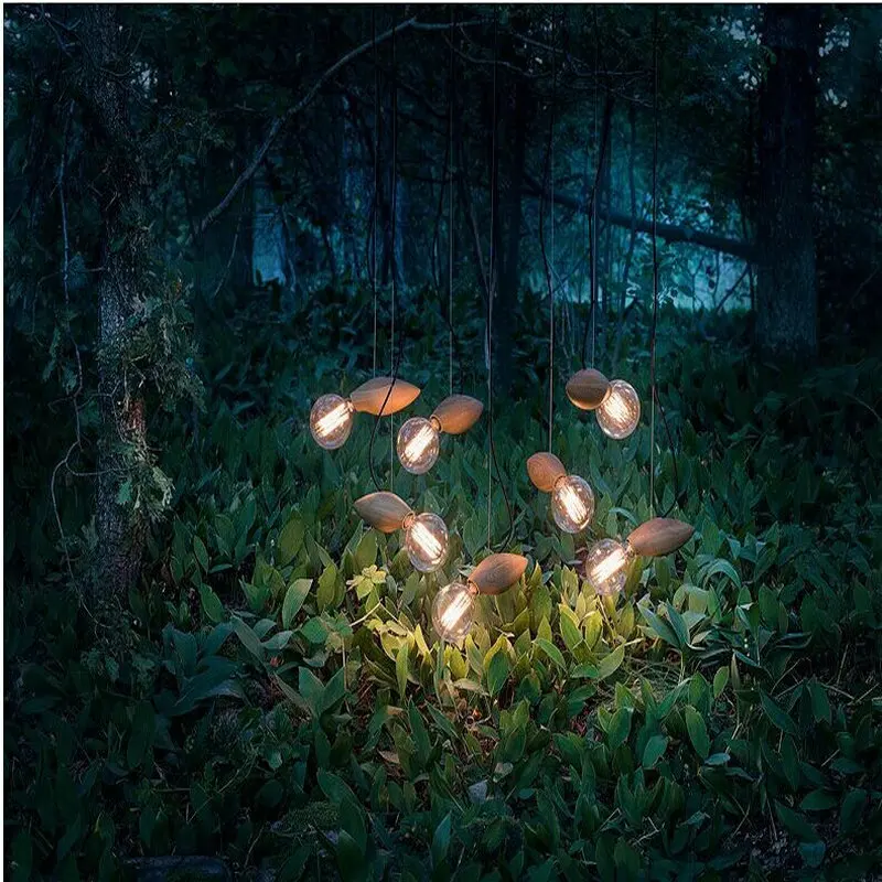 Подвесной светильник в винтажном стиле с деревянной рыбкой подвесной лофт