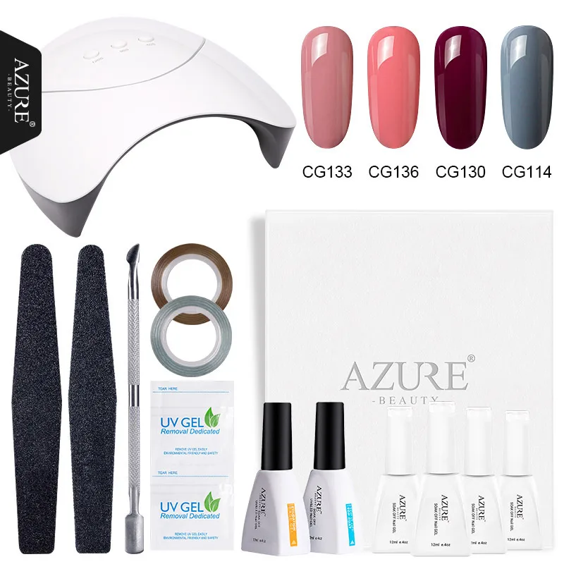 12 Azure beauty 12 шт./лот 36 Вт Светодиодная лампа инструменты для дизайна ногтей маникюрный набор Полупостоянный светодиодный гель Гибридный гвоздь лак основа верхнее покрытие наборы - Цвет: 12