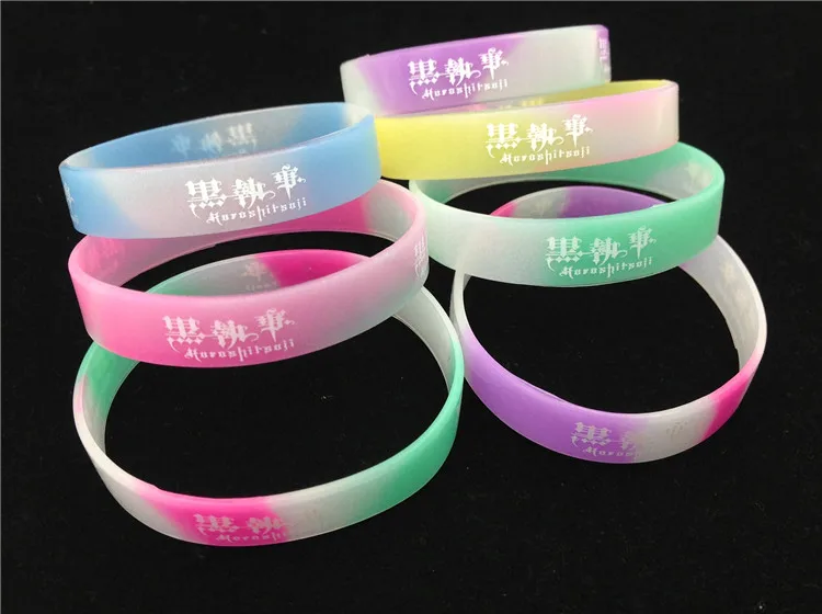 100 шт./лот аниме черный браслет Темный дворецкий мультяшный печатный силиконовые
