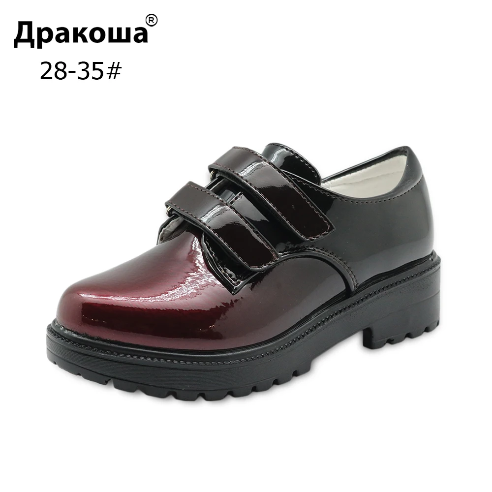 Apakowa женские туфли из лакированной кожи на липучке маленькая школьная форма для