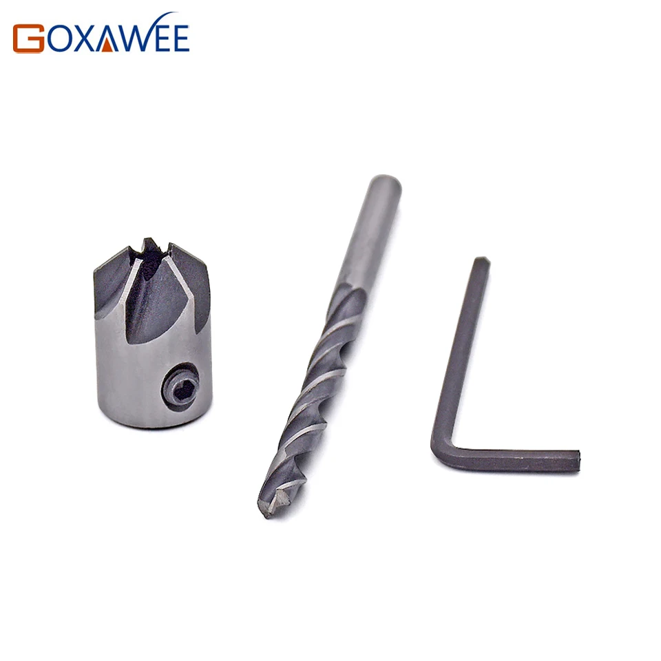Набор сверл GOXAWEE для зенковки комплект из 7 насадок быстрорежущей стали с 5