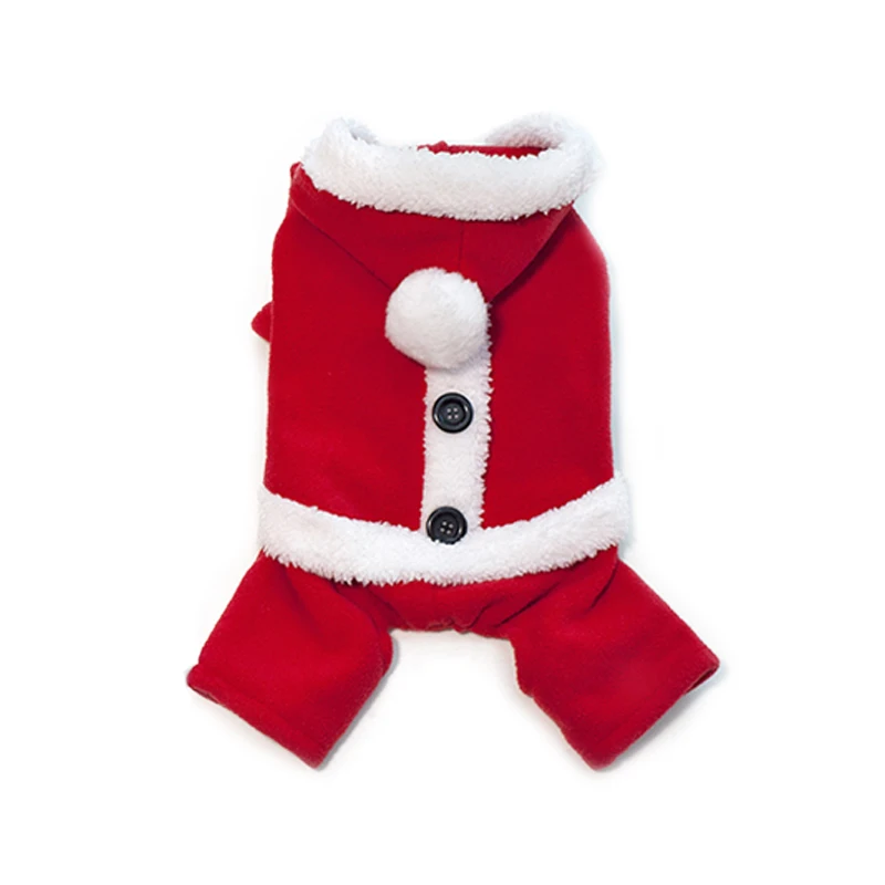 Four Legs Clothes Санта Клаус собака костюмы зимние теплые флисовые куртки с капюшоном и малых и средних пальто, куртки для собак чихуахуа панель в форме французского бульдога на Рождество, одежда для домашних животных, собак - Цвет: Four Legs Clothes