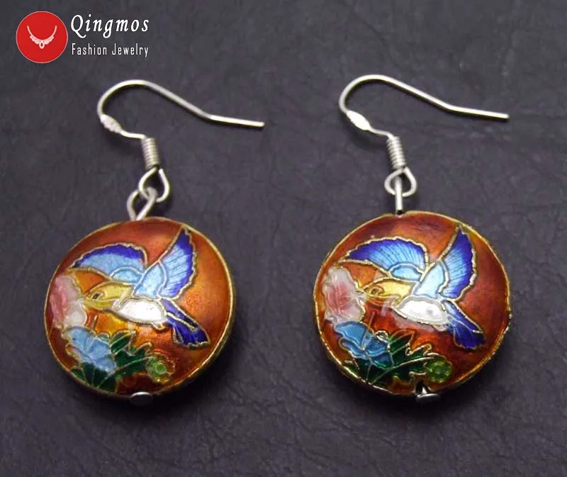 Qingmos 18 мм Серьги для женщин с Красной круглой монеткой китайский из