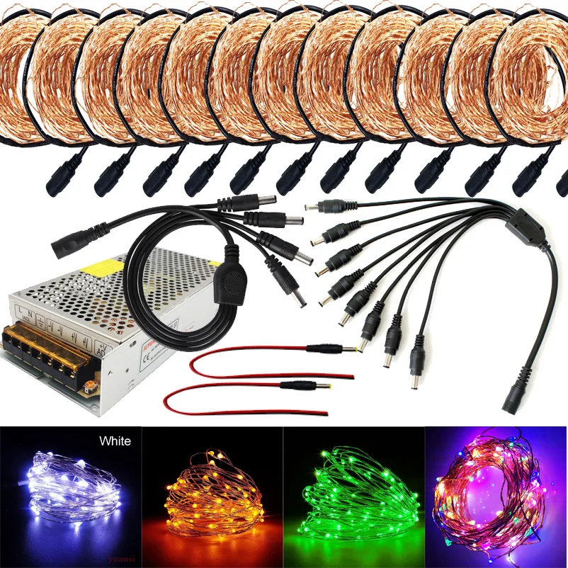 90 м 100 110 120 LED DC12V микро рисовая проволока медная гирлянда для вечеринки DC женский