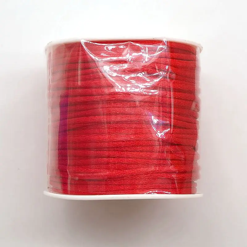 Red Chenkai 2 мм 50 м/рулон 14 цветов мягкий макраме Шелковый Атласный нейлоновый шнур веревка DIY силиконовый детский Прорезыватель для зубов ожерелье браслет - Цвет: Red