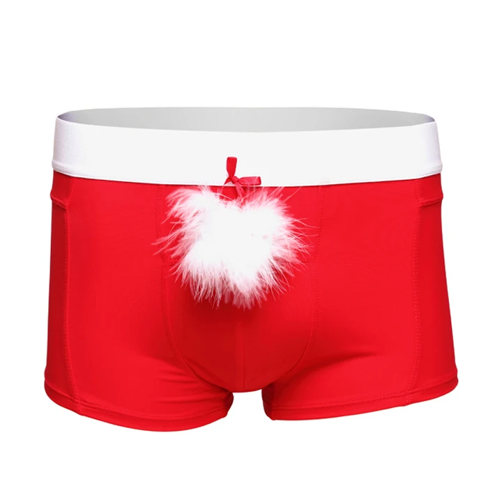 Рождество Нижнее Бельё для девочек Для мужчин Шорты для женщин Red Boxer 2 вида стилей перо+ шарик кусок есть S/M/L/XL