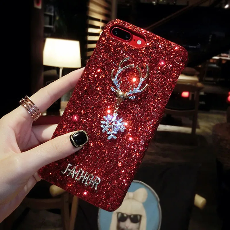 Роскошный блестящий чехол с оленем для телефона iPhone xs max xr модный дизайнерский 6 6s