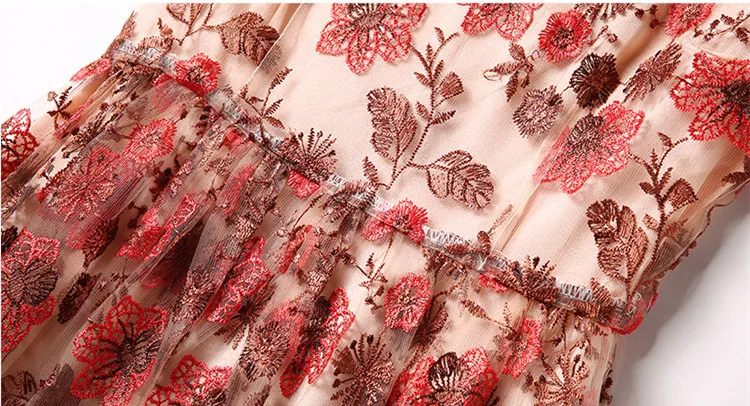 Новинка, летние женские брендовые дизайнерские платья с цветочной вышивкой, Женские винтажные вечерние кружевные платья с коротким рукавом в стиле бохо