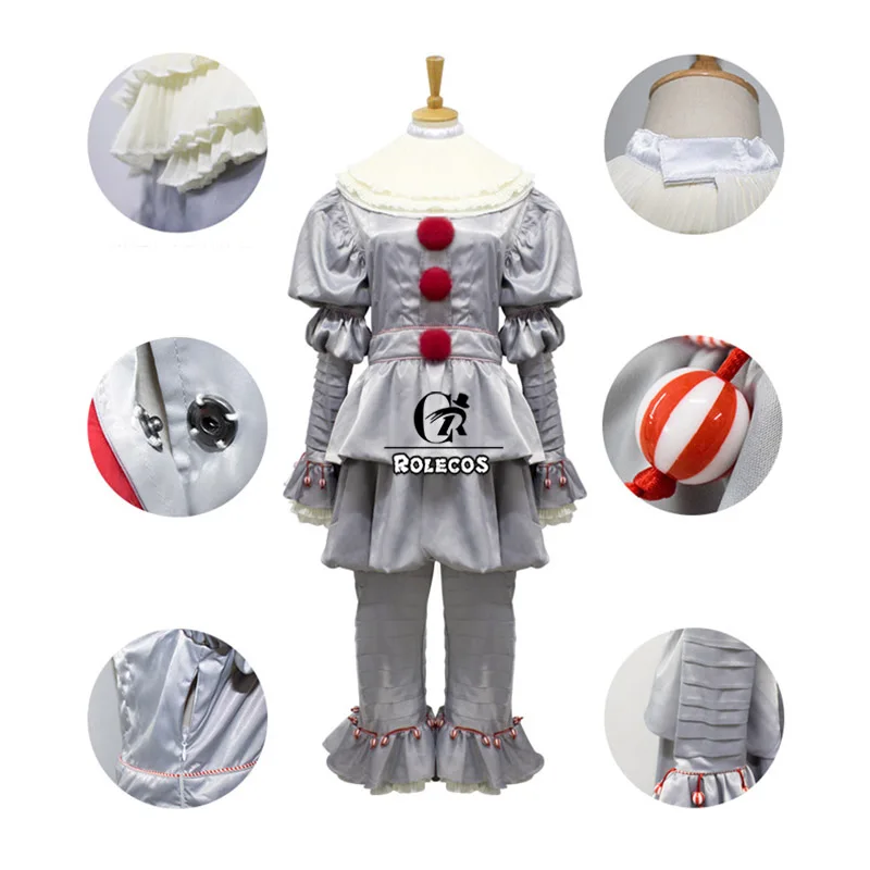 ROLECOS Stephen King's It Pennywise Косплей Костюм террор клоун костюмы на Хэллоуин для мужчин