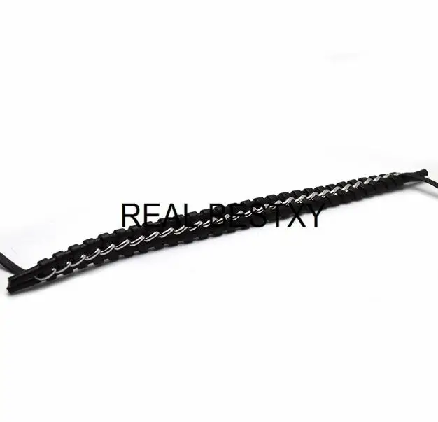 black leather steel Настоящий BESTXY, 20 см/шт., черный плоский кожаный шнур, нить для браслетов, аксессуары для изготовления ювелирных изделий, подходит для застежки 12 мм* 6 мм - Цвет: black leather steel