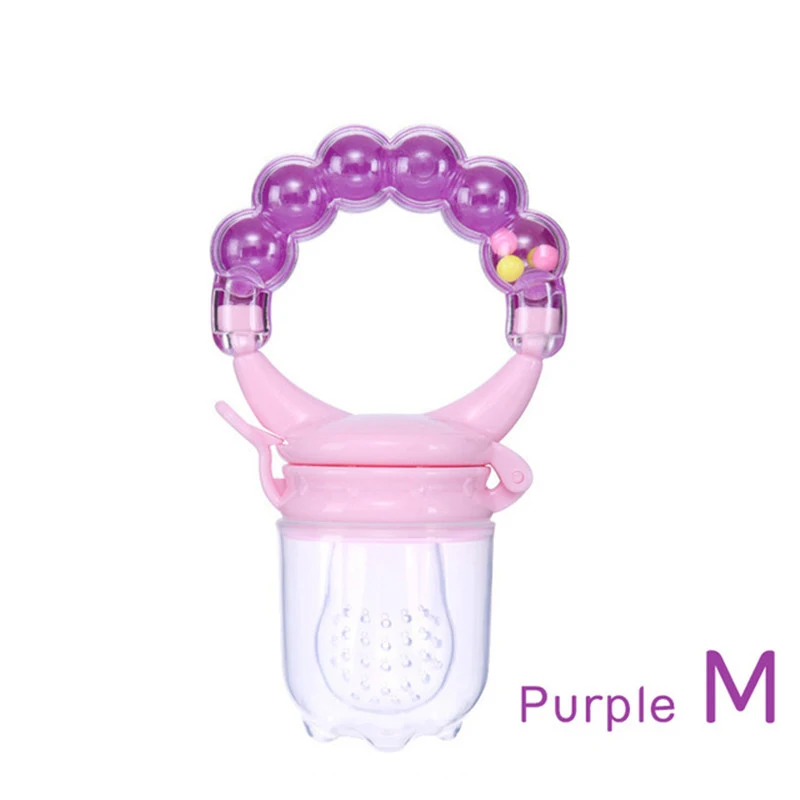 Qshare Baby Nimbler пустышка Клип фрукты младенческой Ниблер для кормления держатель соски Силиконовая пустышка бутылочки для кормления сосок соска - Цвет: Purple1 M