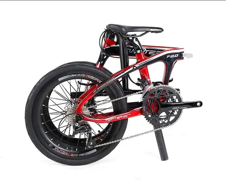 F2.0 углеродное волокно складной велосипед BMX 20 дюймов 16 скоростей 18 скоростей двойной дисковый тормозной светильник портативный велосипед