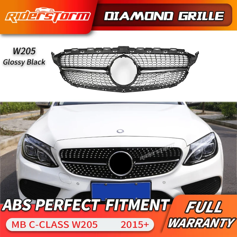 2015 2018 W205 Алмазная решетка для Mercedz C класса C205 c180 c250 c200 c350 C43 передний бампер