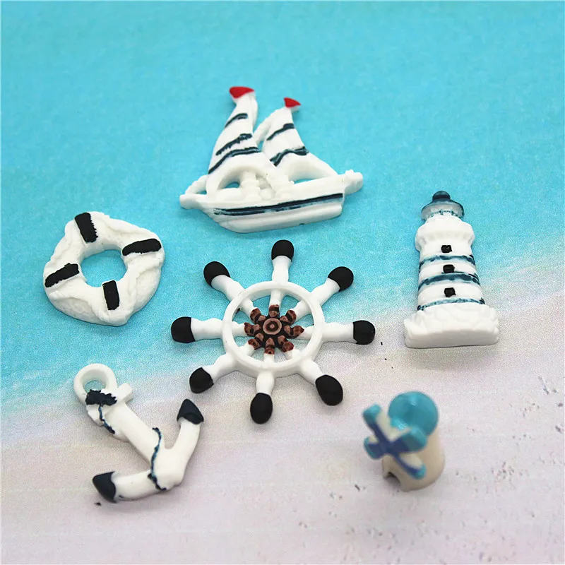 Каваи Смола лодка/шлем/якорь/маяк/спасательный буй пляжные предметы миниатюрные