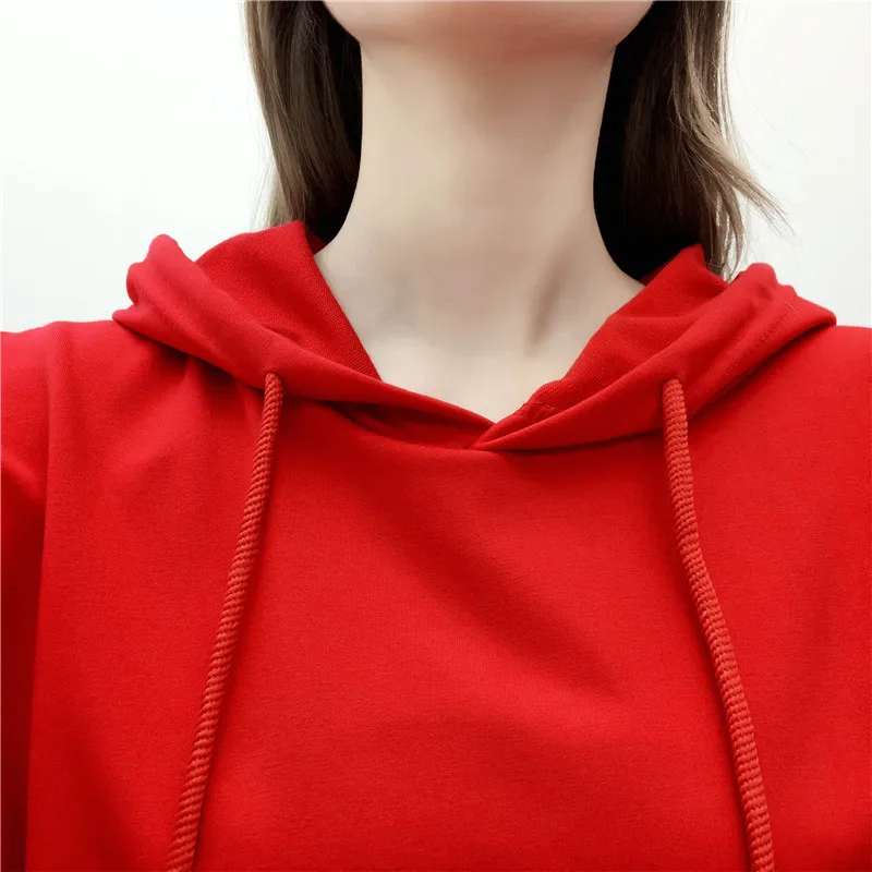 Женская толстовка с капюшоном C77924A осенняя красная Черная|ladies hoodies|hoodies ladieshoodie red |