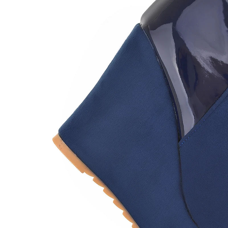 

Round Toe Nubuck Wedge Platform Boots Shoes Blue Black Short Boots Women Plus Size 35 - 43 Faux Suede Slim Boots
