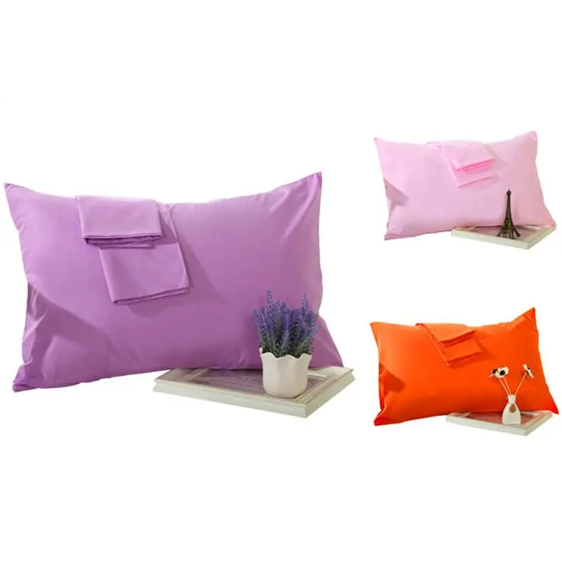 

New 2Pcs Rectangle Pillow Cover Comfortable 100% Cotton Solid Color Pillowcase Soft Pillowcases 74*48cm For Bedding