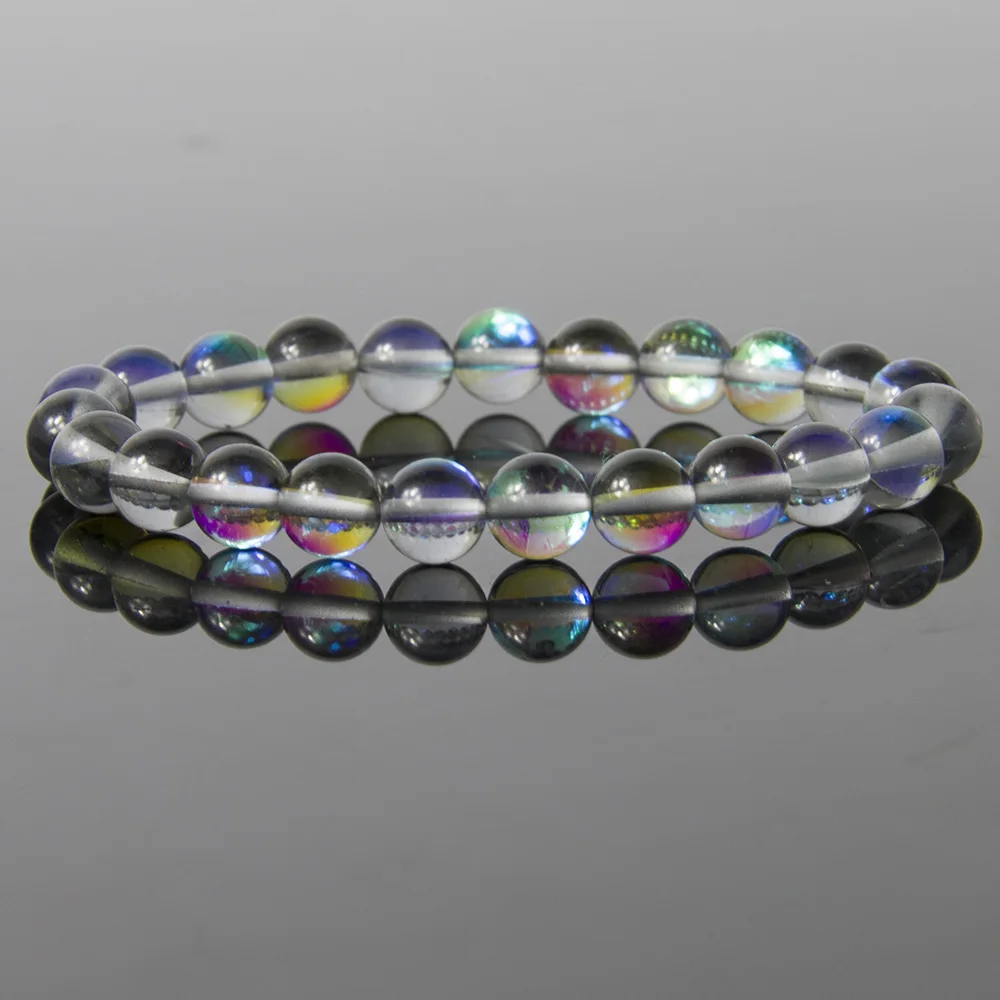 Блестящий свет 8 мм бисер флэш камень синий Лабрадорит женские модели браслетов