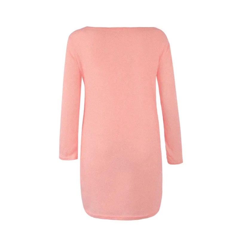 Wonder 2019 new spring O Neck Casual Side Zipper Irregular Hem Women Sweater Loose Pullover Long Sleeve Dress S-4XL | Женская одежда