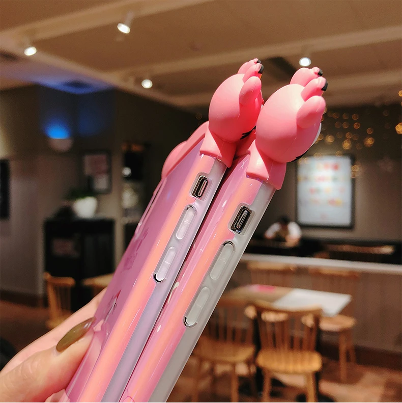 Чехол с 3D синим светом для iphone 11 X XR XS Pro Max Cartoon bear, чехлы для телефонов iphone 8 7 6 6S Plus, чехол Розовая пантера