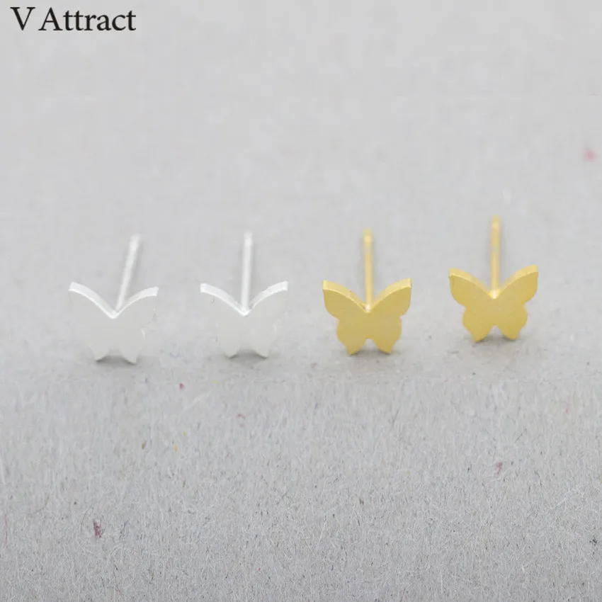 V Attract Faahion Jewelry 3D Butterfly Stud Earrings Gold Filled Stainless Steel Animal Boucle D'oreille Femme 2018 | Украшения и