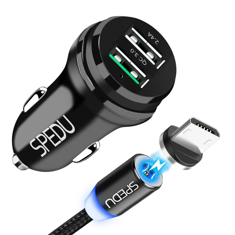 SPEDU Быстрая зарядка 3,0 быстрое USB Автомобильное зарядное устройство магнитное зарядное устройство micro usb type c кабель для samsung iphone xiaomi huawei oppo find x - Тип штекера: 2in1 For micro usb