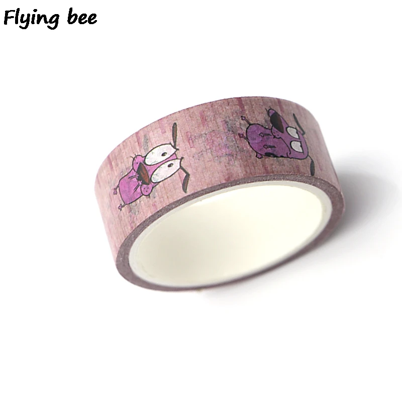 Flyingbee 15mmX5m креативная тема мультяшная Бумага васи лента милые собаки Клейкая