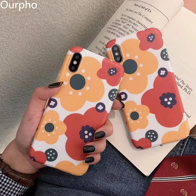 Ourpho INS Модный чехол для iPhone X XR XS MAX в стиле ретро с принтом 6 6s 7 8 plus|Чехлы-накладки| |