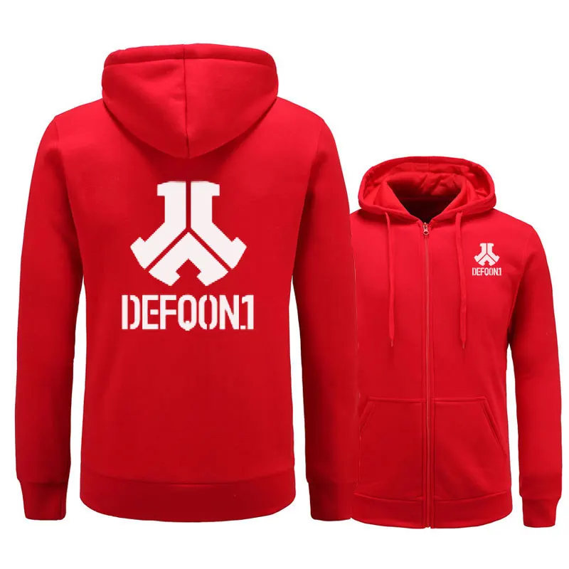 red and white Новинка года Defqon 1 рок группа хип хоп мужские толстовки кофты зима осень молния флис повседневные куртки Толстовка - Цвет: red and white