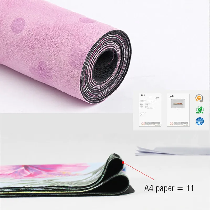 Коврик для йоги 1 мм Натуральная Резина замша нескользящий Сверхлегкий складной