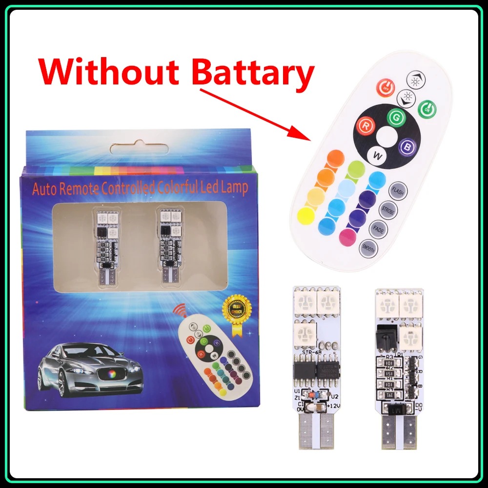 Carsty Новая поставка 2 шт./компл. Дистанционное Управление T10 W5W 168 салона RGB