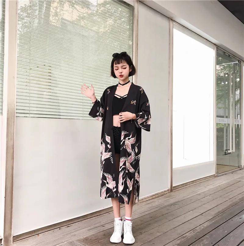 Японское кимоно Yukata кардиган пляжное платье Купальник для женщин с длинным рукавом Haori кимоно пляжное платье Пляжная одежда Парео Плайя