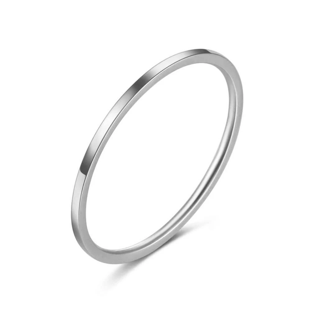 Silver Color 1 мм, Изысканный тонкий стиль, титановая сталь, не вызывает аллергии, серебряный цвет, пара колец, простая мода, розовое золото, Женское Обручальное Кольцо - Цвет основного камня: Silver Color