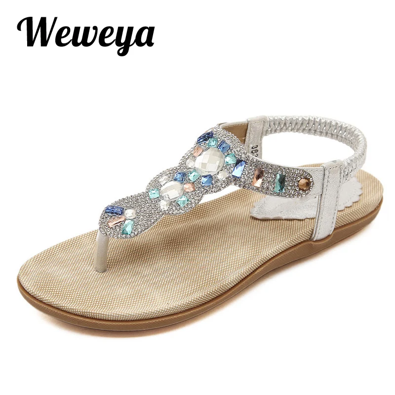 Женские босоножки на плоской подошве Weweya пляжные шлепанцы в богемном стиле