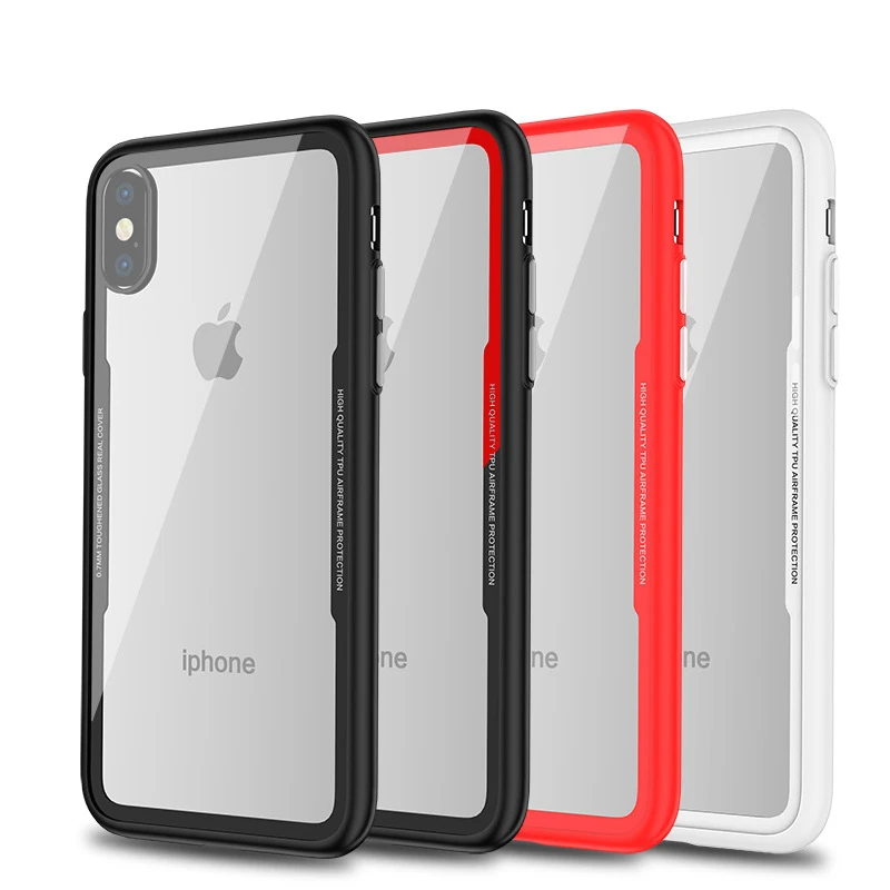 Зеркальный чехол для телефона iPhone XR XS MAX X 8 Plus 7 TPU + закаленное стекло прозрачные
