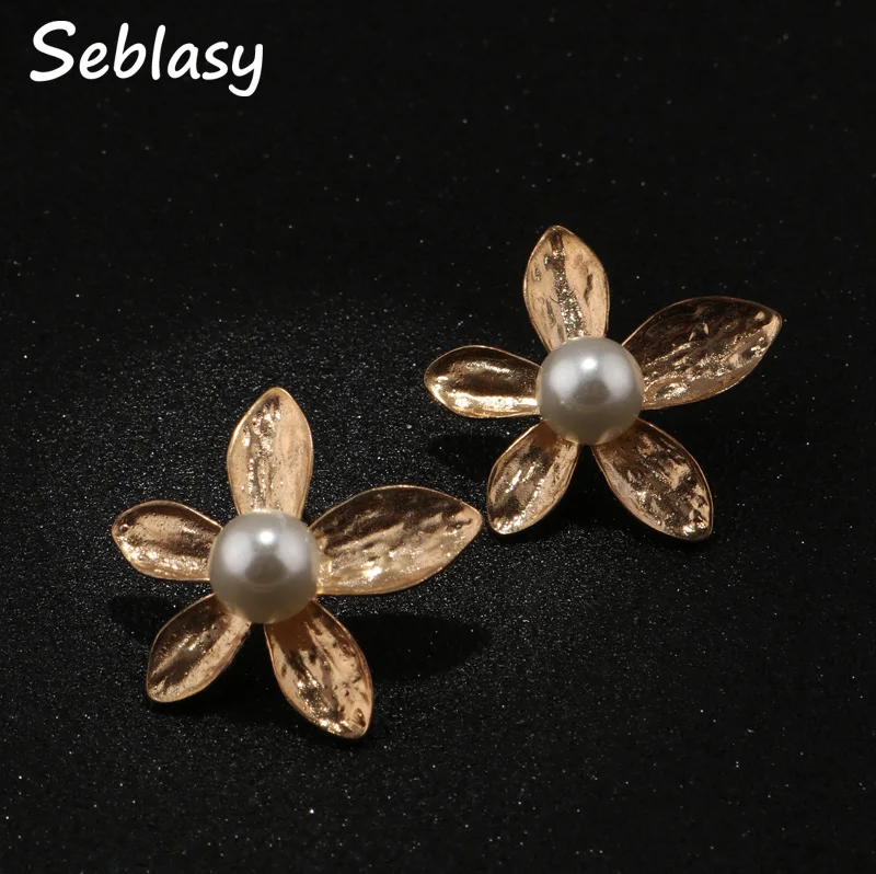 Женские серьги гвоздики с искусственным жемчугом и листьями|pearl stud earrings|fashion