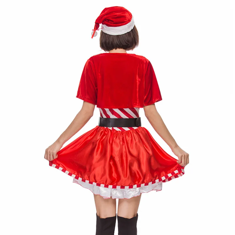 

Female Winter pajamas Sweet stripe Red Women Christmas party Costume Cosplay Carnival Purim Masquerade Nightclub Bar party dress