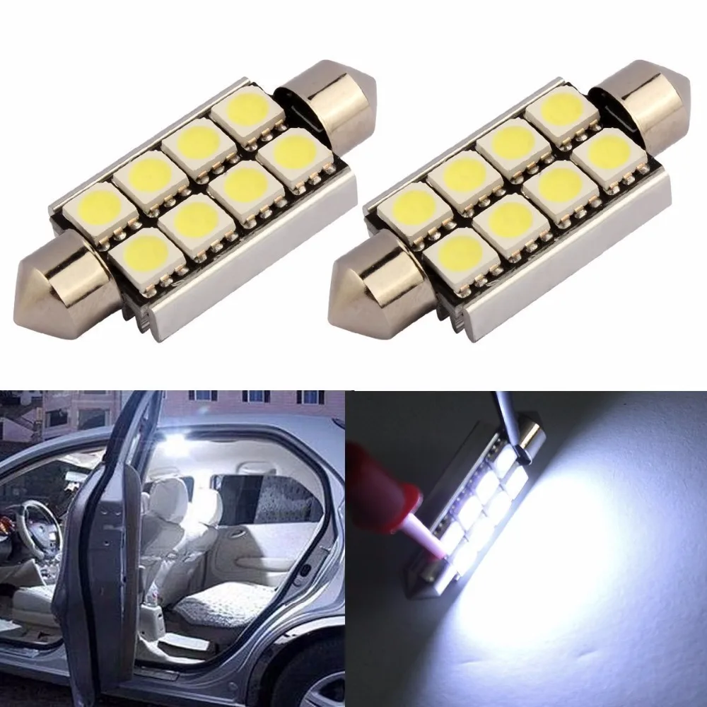 

10 шт. Festoon Canbus 8SMD 5050 42 мм Предупреждение ющий об ошибке светодиодный светильник Canbus светильник Festoon Dome внутренний белый