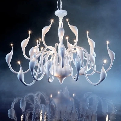 

12/18/24 Heads Art Deco European Candle Metal LED Swan Chandeliers Ceiling Bedroom Living Room Modern Decoration G4 Lighting