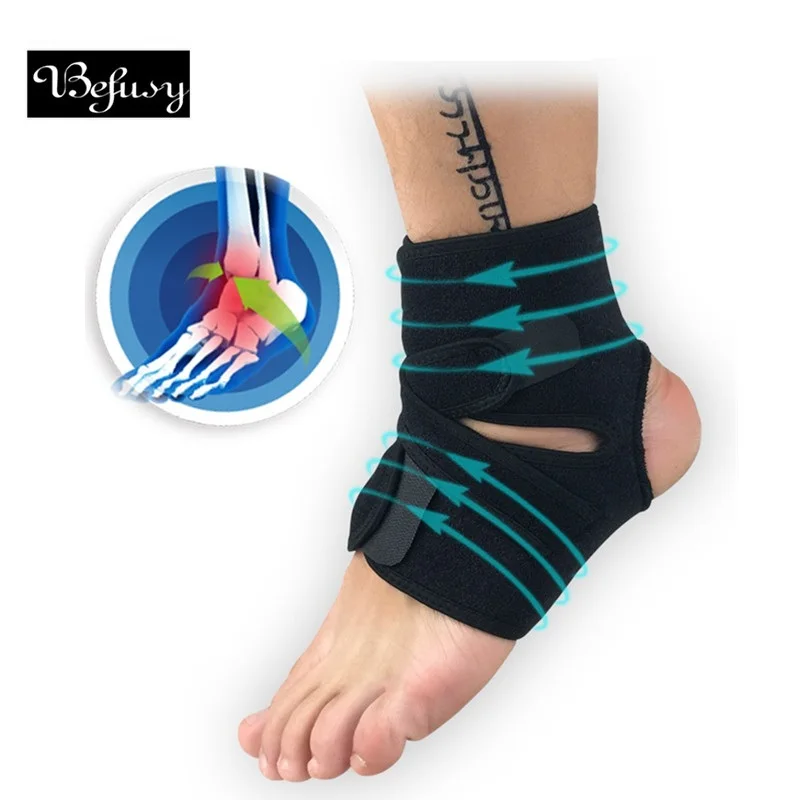 

Befusy 1Pcs Black Adjustable Ankle Support Pad Protection Elastic Brace Guard Support Ball Games Running Cycling Fitness Protect