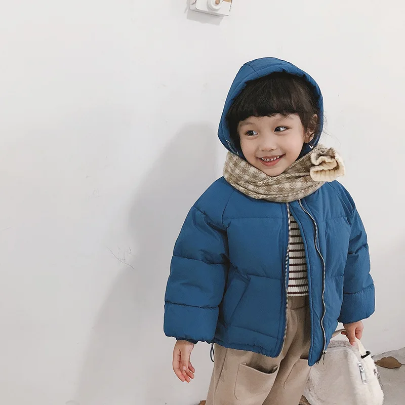 Корейский стиль зимние теплые пуховики на молнии для мальчиков и девочек от 1 до 7